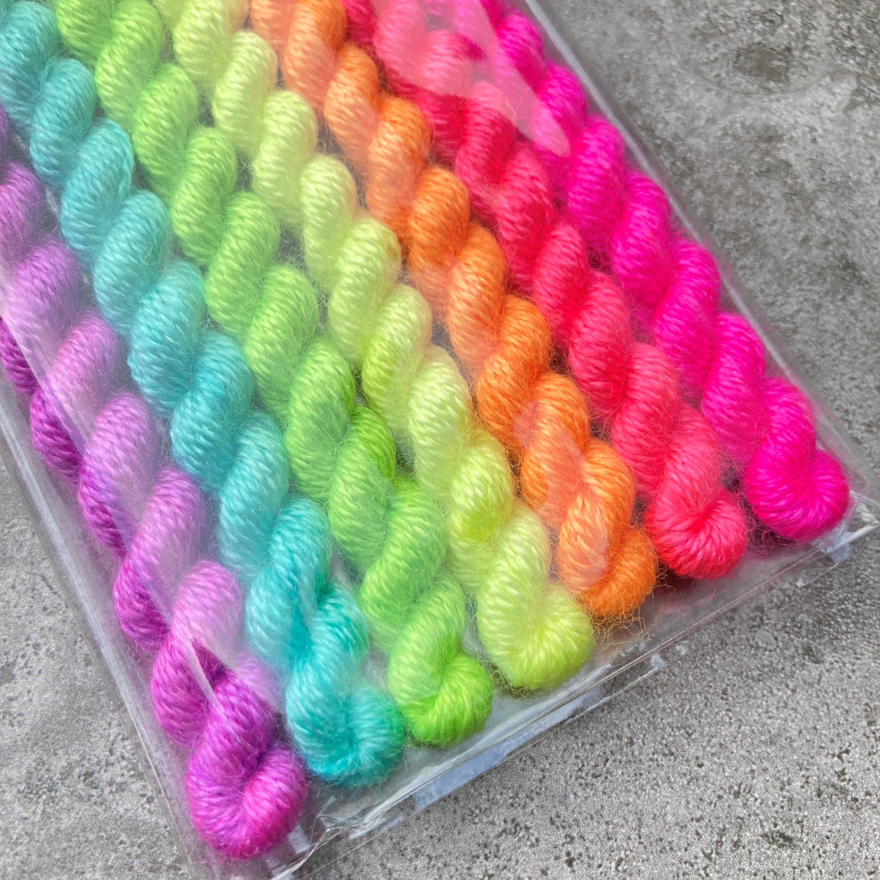 Rainbow Neon Colours | 7×3 g Embroidery thread – Vera Yarns Design