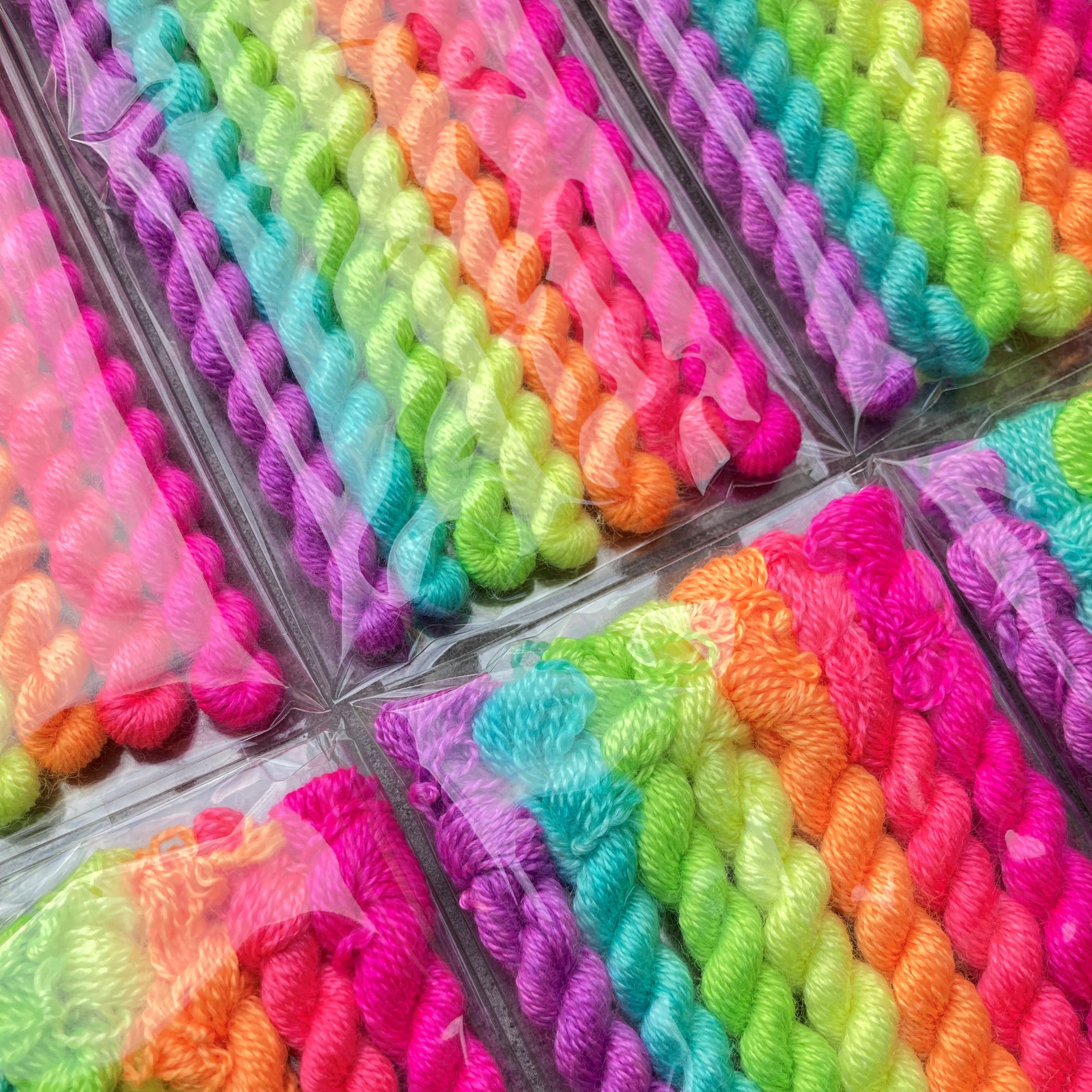 Rainbow Neon Colours | 7×3 g Embroidery thread – Vera Yarns Design